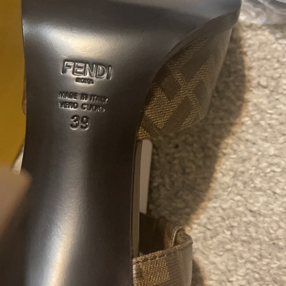 Authentic Fendi Logo  embossed canvas high heel sandals